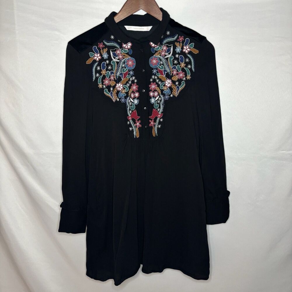 Zara Embellished Floral Womens Dress Size S with Pockets